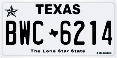 TX license plate BWC6214
