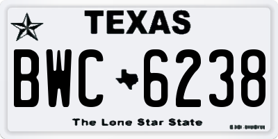 TX license plate BWC6238