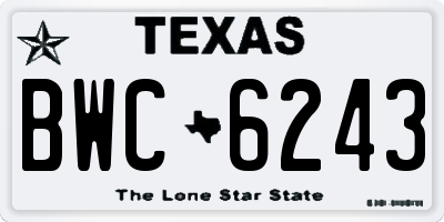 TX license plate BWC6243