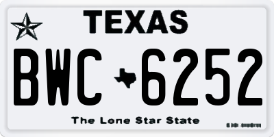 TX license plate BWC6252