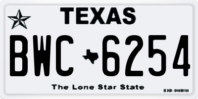 TX license plate BWC6254