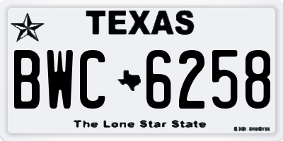 TX license plate BWC6258
