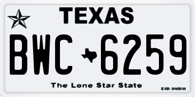 TX license plate BWC6259
