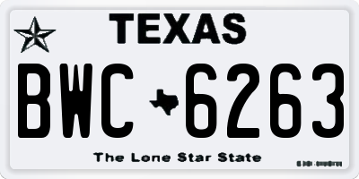 TX license plate BWC6263
