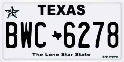 TX license plate BWC6278