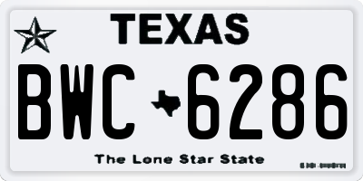 TX license plate BWC6286