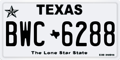 TX license plate BWC6288