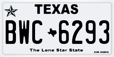 TX license plate BWC6293