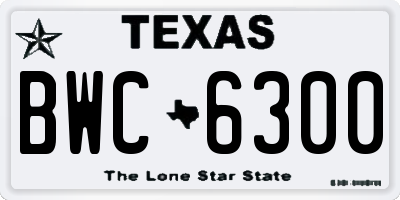 TX license plate BWC6300