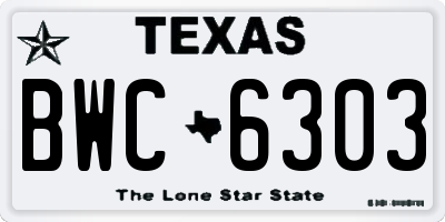 TX license plate BWC6303