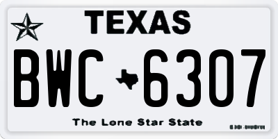 TX license plate BWC6307