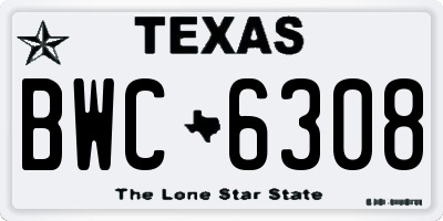 TX license plate BWC6308