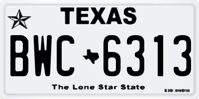 TX license plate BWC6313