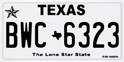 TX license plate BWC6323