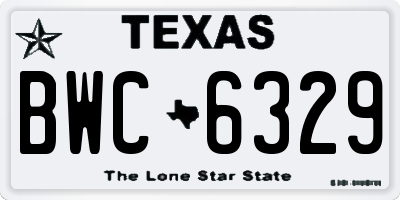 TX license plate BWC6329