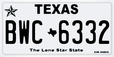 TX license plate BWC6332