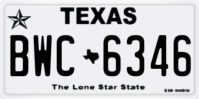 TX license plate BWC6346