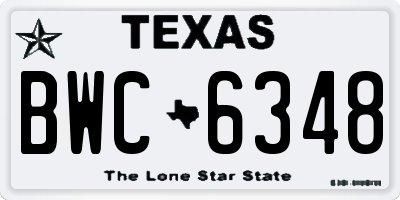 TX license plate BWC6348