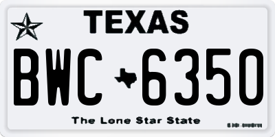 TX license plate BWC6350