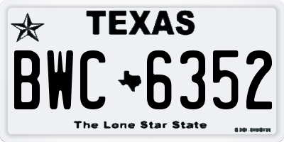 TX license plate BWC6352