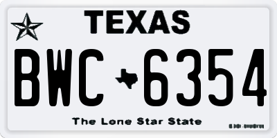 TX license plate BWC6354