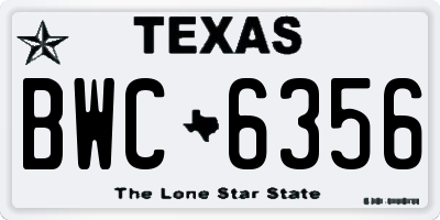TX license plate BWC6356
