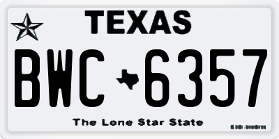TX license plate BWC6357