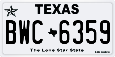 TX license plate BWC6359
