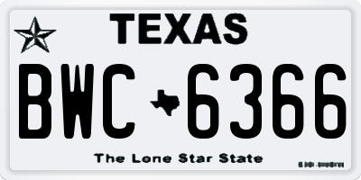 TX license plate BWC6366