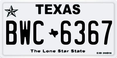 TX license plate BWC6367