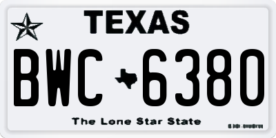 TX license plate BWC6380