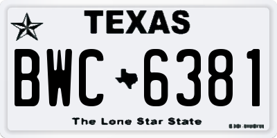 TX license plate BWC6381