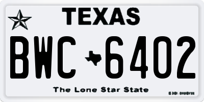 TX license plate BWC6402
