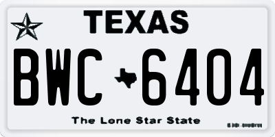 TX license plate BWC6404
