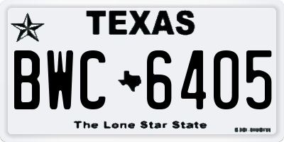 TX license plate BWC6405