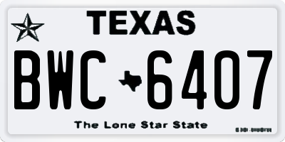TX license plate BWC6407