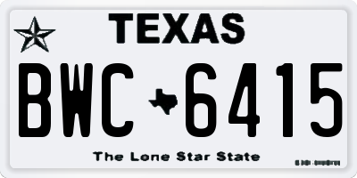 TX license plate BWC6415