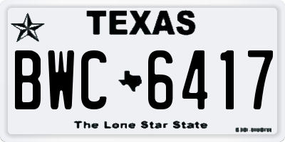 TX license plate BWC6417