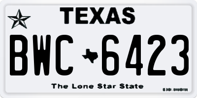 TX license plate BWC6423