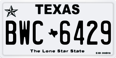 TX license plate BWC6429