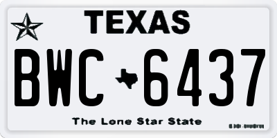TX license plate BWC6437