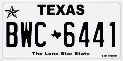 TX license plate BWC6441