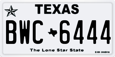 TX license plate BWC6444