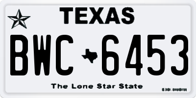 TX license plate BWC6453