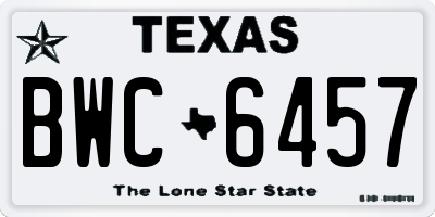 TX license plate BWC6457