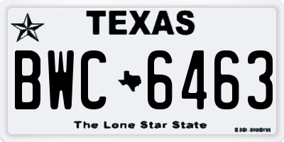 TX license plate BWC6463