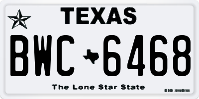 TX license plate BWC6468