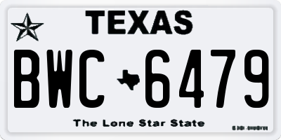 TX license plate BWC6479