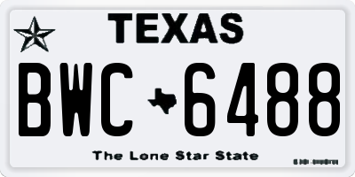 TX license plate BWC6488