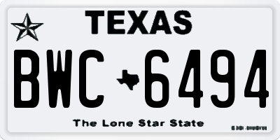 TX license plate BWC6494